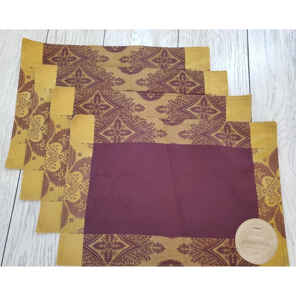 Martha Stewart Everyday Cotton Blend Woodland Holiday Placemats 13"x19" (4) NEW